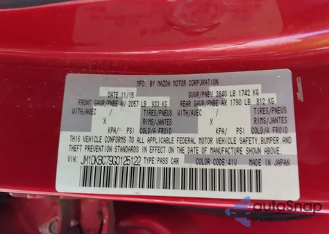 2016 Mazda Cx-3 Touring из США, поврежденный, VIN JM1DKBC79G0125122